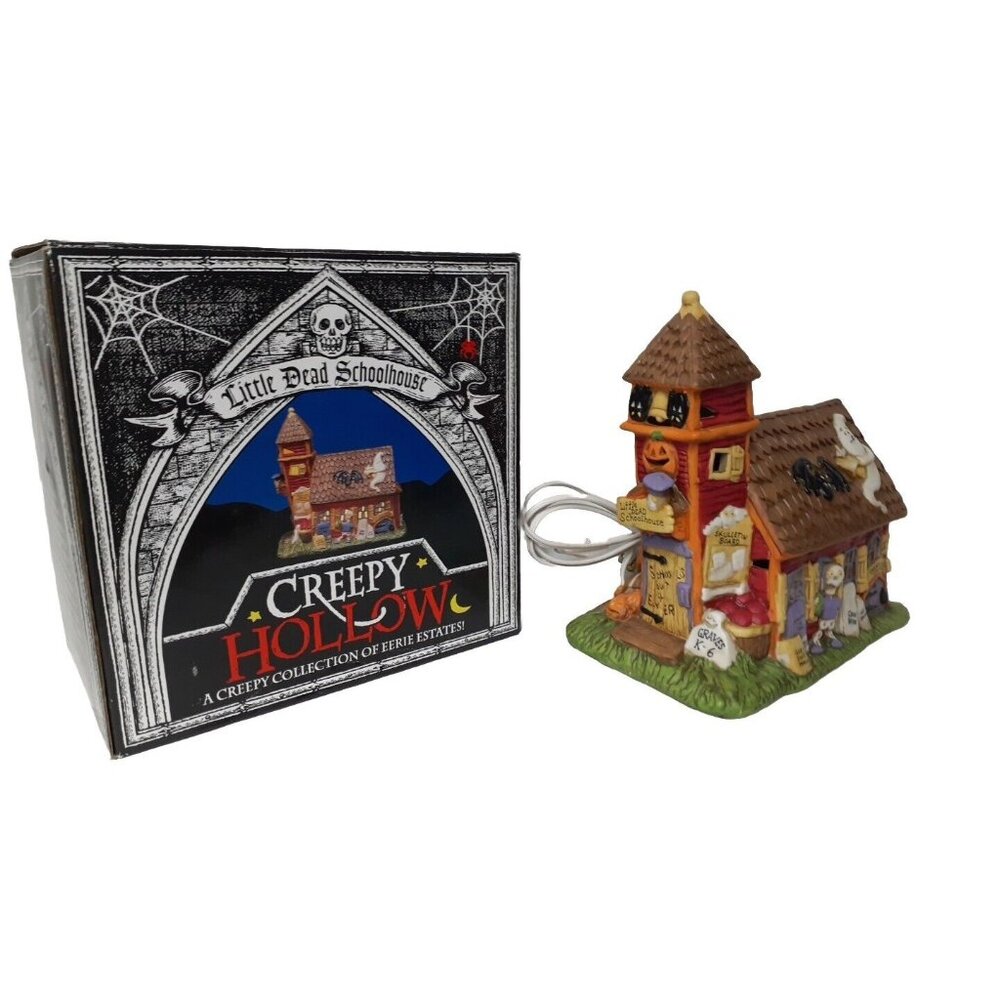Cannon Falls Creepy Hollow LITTLE DEAD SCHOOLHOUSE Mini Light Up Halloween House